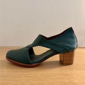 Handmade Rain Kiss Leather Heel Booties, Emerald, 9.5